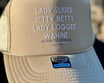 Lady Slider/Jetty Betty/Lady Logger/Wahine Mujeres términos de surf sombrero de camionero aloha 'oe designs