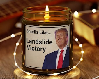 President Donald J Trump Smells Like Victory Scented Candles, Coconut Apricot Wax (4oz, 9oz), MAGA, Trump 47, Inauguration