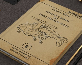 Enclave Vertibird Operators Manual TM XVB02-VTOL-42 Hardcover Journal Matte, Cosplay 150 Page Notebook
