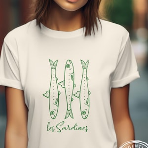 Les Sardines Fisherman T-shirt, Seafood Lover Tee, Tinned Fish, Fishing Shirt, Ocean Life Apparel, Marine Theme Clothing