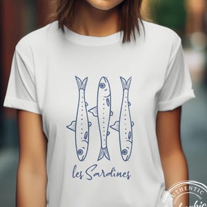 Les Sardines Fisherman T-Shirt, Seafood Lover Tee, Sardine Tinned Fish, Fishing Shirt, Ocean Life Apparel, Marine Theme Clothing, Fisherman