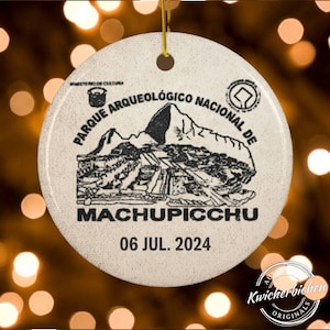 Machu Picchu Custom Personalized Passport Stamp Ceramic Ornament, Adventure Travel Memory Gift