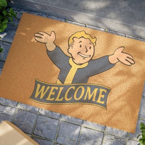 Vault Dweller Welcome Doormat, Apocalyptic Wasteland Cosplay Gamer Prop