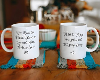 Mélange parfait d'amour et de bonté depuis cette tasse, tasse d'anniversaire personnalisée, tasse personnalisée « Boire du café ensemble », cadeau d'anniversaire de mariage