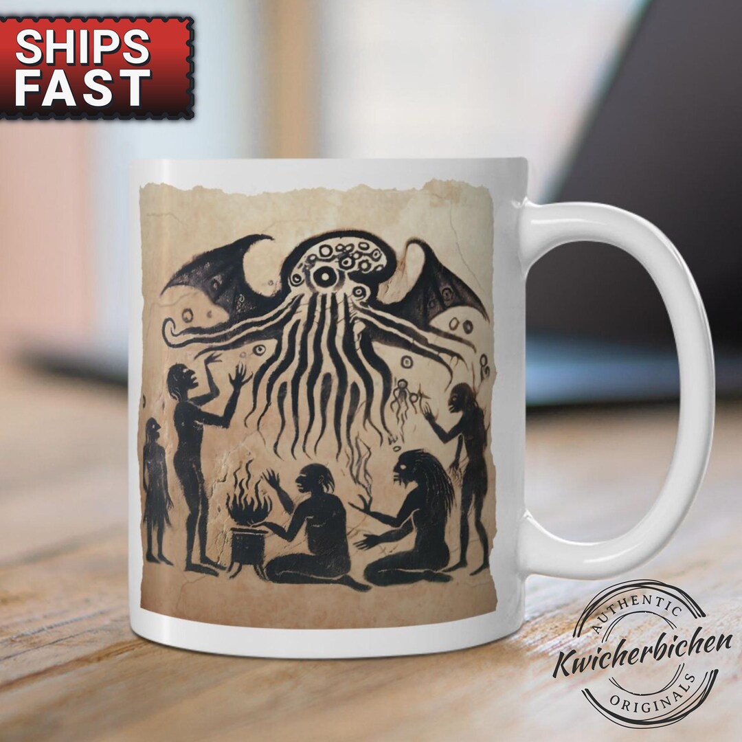Neolithic Lovecraftian Ancient Cult Mug, Cthulhu Ritual Horror Art - Etsy