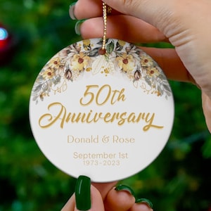 Custom Personalized 50th Anniversary Ornament, Golden Anniversary, 50th Anniversary Gift, Gift for Husband and Wife, Golden Anniversary