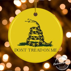 Patriotic Gadsden Don&#39;t Tread On Me Flag Christmas Ornament, Patriotic Christmas Decor