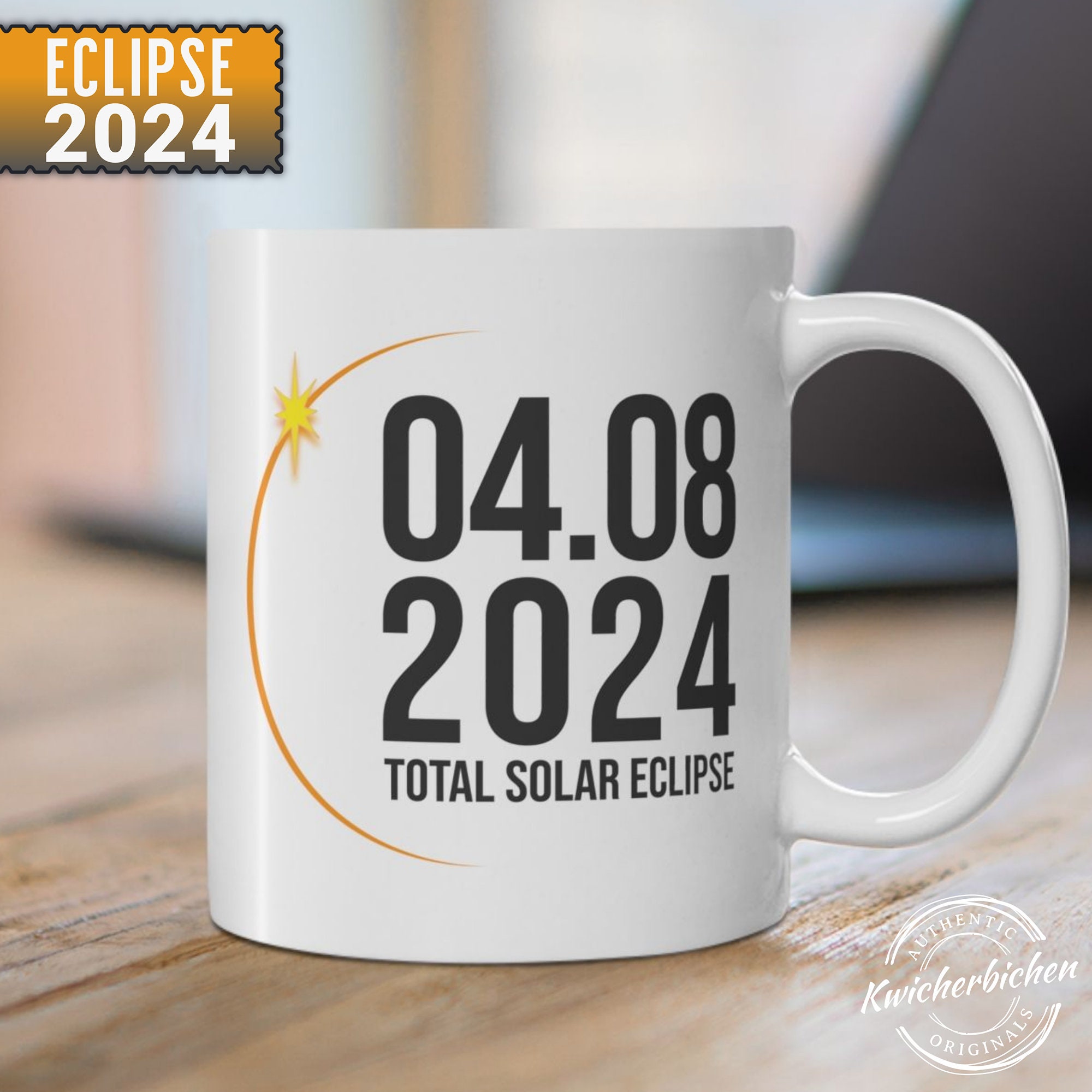 Solar Eclipse 2024 Commemorative Ceramic Mug, 11oz, April 8th 2024, Eclipse Event 2024, Celestial Mug, Gift for Eclipse Lover