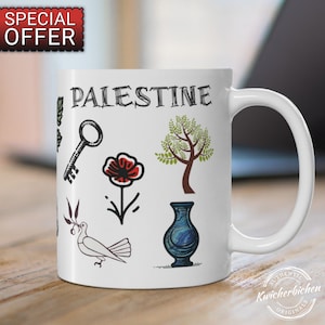 Palestine Mug, Jerusalem Ramallah Jericho Nablus Yaffa Haifa Akko Hebron Nazareth Bethlehem Gaza Palestinian Arabic Arab, Palestine Culture