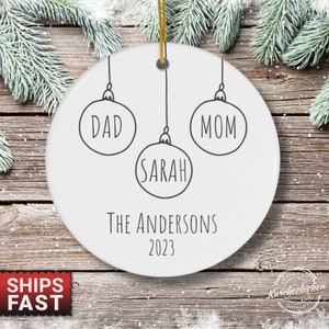 First Christmas As A Family of Three Personalized Christmas Ornament, Family of 3 Ornament, Baby&#39;s First Christmas Keepsake, Family Ornament