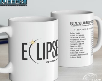 Solar Eclipse 2024 Commemorative Ceramic Mug, 11oz, April 8th 2024, Eclipse Event 2024, Celestial Mug, Gift for Eclipse Lover