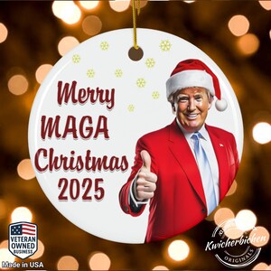 Trump Merry MAGA Christmas ornament, Trump 2025 ornament, Trump Shot ornament, Trump Shooting ornament, Make America Great Again