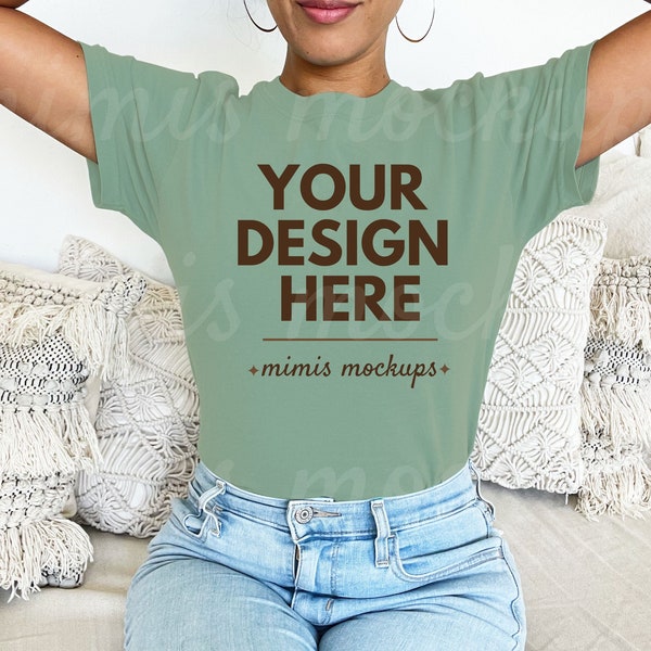 Comfort Colors Hemp Mockup, Comfort Colors Hemp Mock Up, Comfort Colors Light Green Mockup, Comfort Colors Mockup Hemp, Green Shirt MockUp