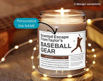 Personalized Funny Baseball Gift, Fun custom Baseball player candle gift, Valentine, Mother's day, Father's day, Birthday, Christmas Gift