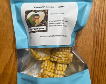 Freeze Dried Corn on the Cob – Ready to eat, treat, or forage! For Parrots, Birds, and Small Animals! - 2 oz.