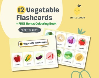 Vegetable Flashcards for Toddlers | Preschool Learning (Digital Download)