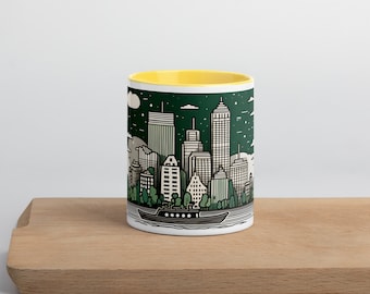 Caneca com floresta de construção de Manhattan