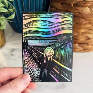 The Scream by Edvard Munch | Holographic Decal | Laptop, Notebook, Water Bottle Sticker | Waterproof Vinyl
