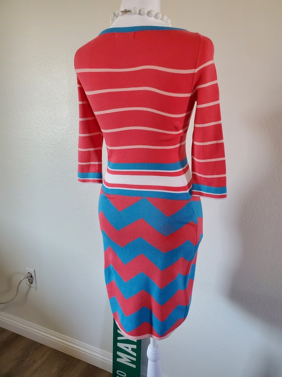 Tri-color sweater dress, vintage inspired with 3/… - image 4