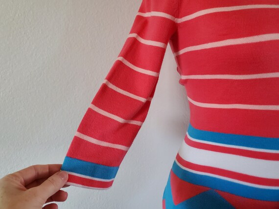 Tri-color sweater dress, vintage inspired with 3/… - image 3