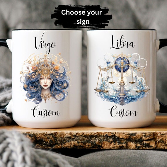 Personalized astrology zodiac sign mug, custom zodiac birthday mug, astrology gift, celestial zodiac mug, zodiac tea mug, astrology gift mug