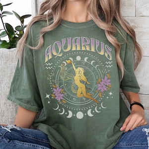 Comfort Colors* Aquarius zodiac shirt, Aquarius birthday t-shirt, Aquarius gift, astrology zodiac tee, Aquarius Constellation, Celestial tee