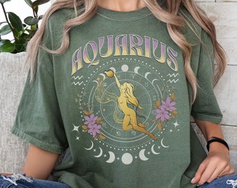 Comfort Colors* Aquarius zodiac shirt, Aquarius birthday t-shirt, Aquarius gift, astrology zodiac tee, Aquarius Constellation, Celestial tee
