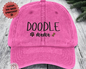 Casquette brodée vintage pour maman/papa de race de chien personnalisée, casquette de baseball personnalisée pour propriétaire de chien, chapeau pour propriétaire de chien, casquette pour animal de compagnie personnalisée cadeau pour propriétaires de chien