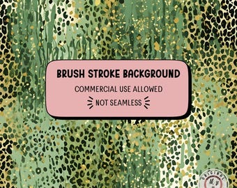 Saint Patrick's Day Green Colors Brush Stroke Leopard Background PNG Trendy Green Leopard Grunge Pattern St. Patric's Digital Paper