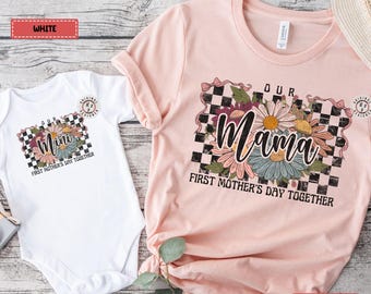 Our First Mother's Day Shirts, Mommy and Me Retro Floral shirts, Coquette First Mothers Day Matching Shirts, Mother's Day Gift