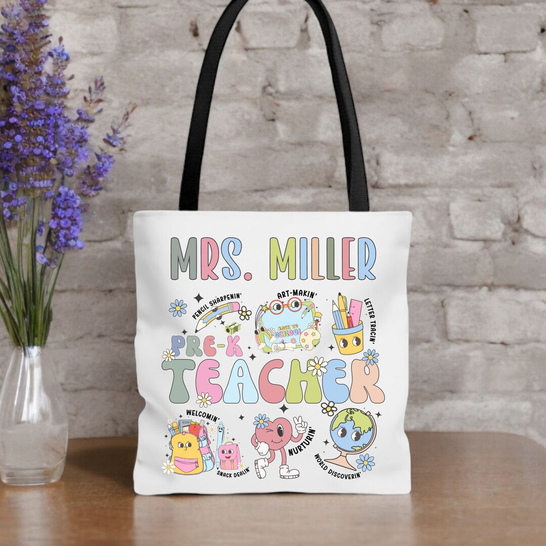 Personalized Teacher Tote Custom Name Teacher Book Tote Bag for Teacher ...