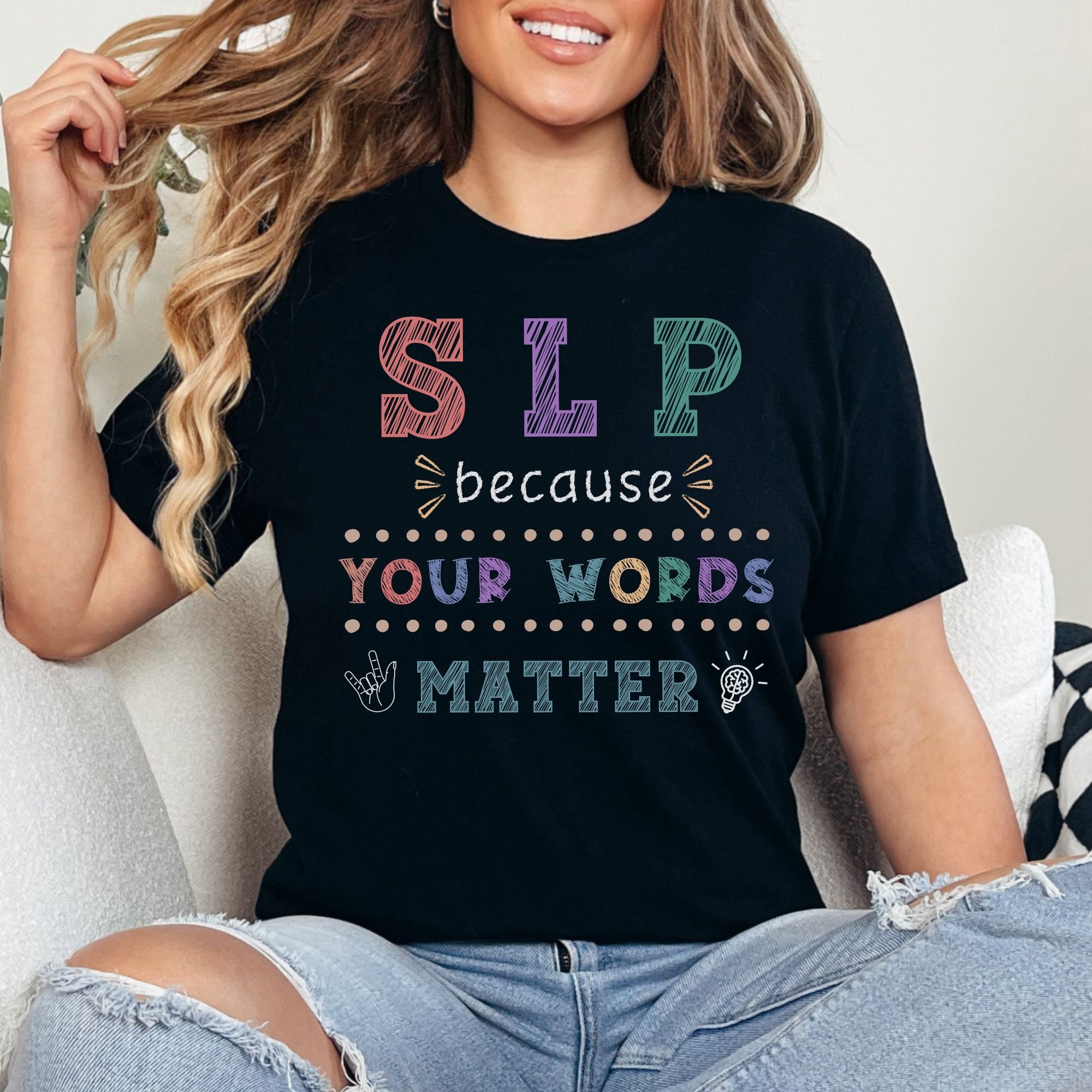 Comfy Speech Therapy T-Shirt For SLP Women - Autism Awareness V-Neck Tee