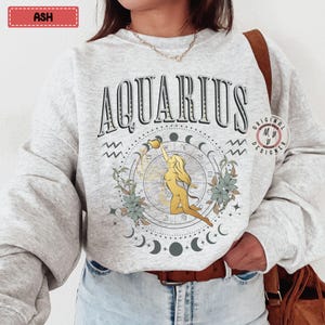 Aquarius Zodiac Astrology Sweatshirt, Horoscope Star Sign Crewneck, Zodiac Sign Birthday Gift, Constellation Astrology Pullover, Celestial
