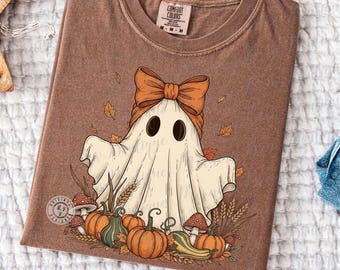Fall Coquette Ghost PNG Design, Ghost Pumpkin PNG, Rustic Halloween Ghost PNG, Pumpkin Season png, Cottagecore Autumn Ghost shirt Design