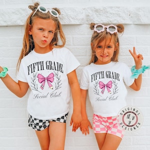 Fifth grade coquette social club pink bow kids back to school shirt fifth grader back to school shirt fifth grader gift retro 5th grade