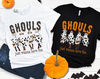 Funny Ghouls just wanna have fun western Halloween shirt halloween ghouls best friends matching tops funny cowgirls halloween group shirts
