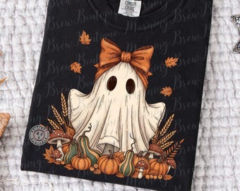 Fall Coquette Ghost PNG Design, Ghost Pumpkin PNG, Rustic Halloween Ghost PNG, Pumpkin Season png, Cottagecore Autumn Ghost shirt Design