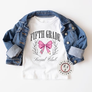 Fifth grade coquette social club pink bow kids back to school shirt fifth grader back to school shirt fifth grader gift retro 5th grade