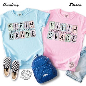 Camiseta de algodón para niños de quinto grado con margaritas retro de Comfort Colors*, camiseta para el primer día de clases, camiseta floral para niñas de quinto grado
