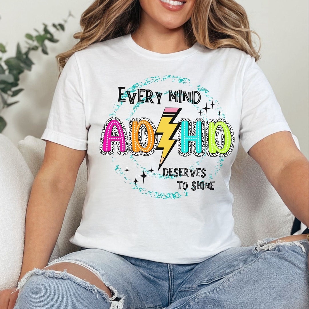 Retro ADHD Teacher Shirt Mental Health Tee, ADHD Awareness T-shirt for ...