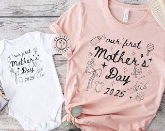 Unsere ersten Muttertagshemden, Mama und ich Trendige Hemden, süße erste Muttertagshemden, passende Muttertagsoutfits