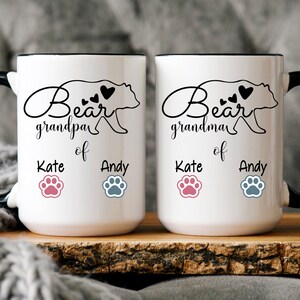 Custom Grandma/Grandpa Bear Mugs, Personalized Grandma Bear kids names Mug set, Custom Grandpa Bear Mug, Grandparents Gift, Custom Nana Mug