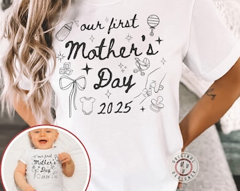 Unsere ersten Muttertagshemden, Mama und ich Trendige Hemden, süße erste Muttertagshemden, passende Muttertagsoutfits
