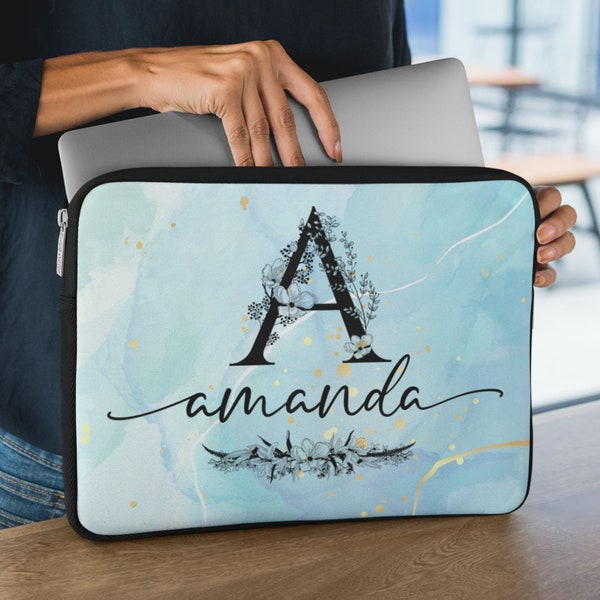 Personalized 12",13",15" Initial laptop sleeve, Custom name laptop sleeve, Gift for teacher laptop case, Birthday gift laptop sleeve