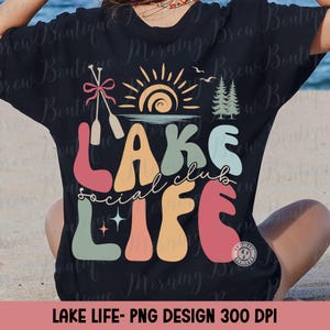 Lake Life Social Club Coquette PNG, Summer Lake Coquette Girly PNG, Summer Vibes Lake Time Trendy Summer DTF Design, Lake Trip design