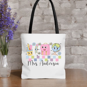 Sac fourre-tout personnalisé pour professeur avec prénom personnalisé pour professeur fournitures scolaires fourre-tout pour professeur de première année fourre-tout floral personnalisé pour professeur