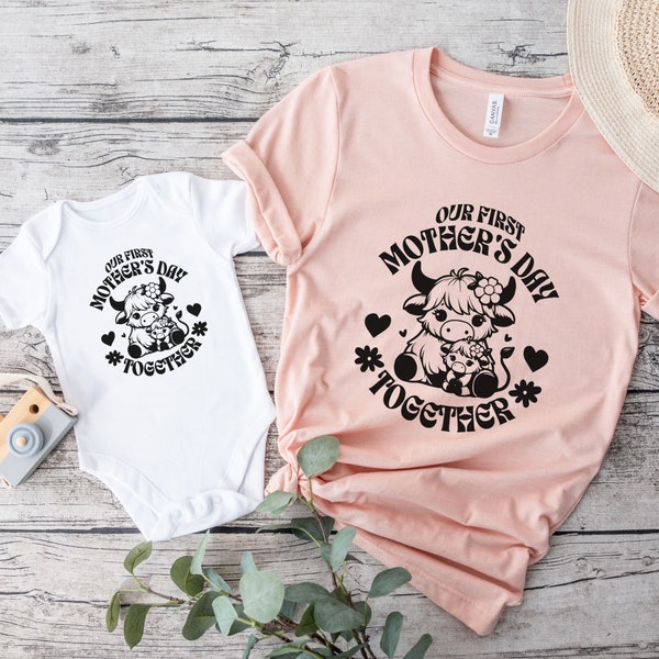 First Mother's Day Shirts, Mommy and Me Highland cow shirts, Our First Mothers Day Matching Shirts Set, First Mothers Day, Mother's Day Gift