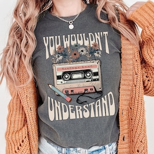 80&#39;s retro cassette shirt, gift for music lover, vintage music t-shirt, retro cassette tape T-Shirt, old school music clothing, cassette top