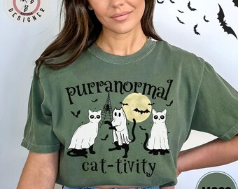 Comfort Colors* Halloween funny pun ghost cats shirt cat lover Halloween shirt spooky black cat shirt trendy cute ghost witchy Halloween tee