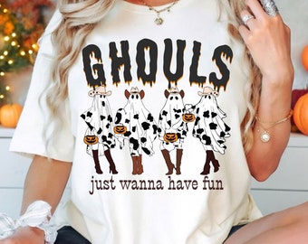 Funny Ghouls just wanna have fun western Halloween shirt halloween ghouls best friends matching tops funny cowgirls halloween group shirts